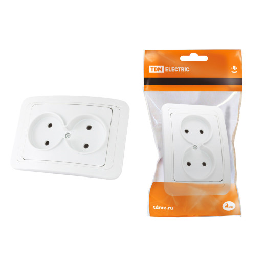Розетка двойная 2П 10А белая 