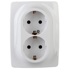 ЭРА Розетка Серия 12 12-2108-01 2X2P+E Schuko со шторками 16A-250В IP20 белый