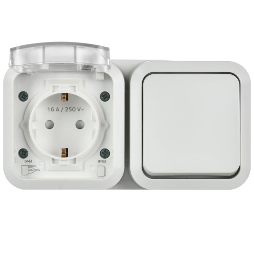 TORS Блок розетка + выключ. гор. 16А IP55 TS342 белый IEK