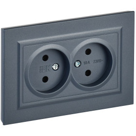 IEK BRITE Маренго Розетка 2-я без з/к/ш 10А в сборе РС12-2-БрМ