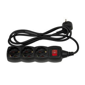 Simon Brico Черный Удлинитель на 3 розетки Schuko, выключатель, кабель 1.5м