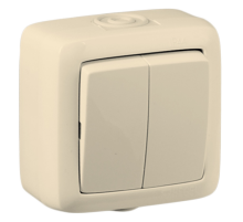 Hegel Альфа IP44 наруж Слоновая кость ВА10-251-01 Выключатель 2-клавишный брызгозащищенный