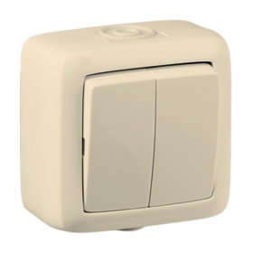 Hegel Альфа IP44 наруж Слоновая кость ВА10-251-01 Выключатель 2-клавишный брызгозащищенный