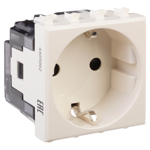 Розетка модульная, 2P+E, с з/ш, Avanti, ванильная дымка, 2 модуля