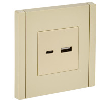 IEK FORTE&PIANO Ваниль Розетка USB A+C 18Вт FP451