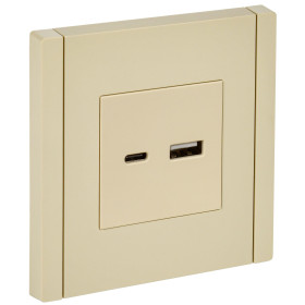 IEK FORTE&PIANO Ваниль Розетка USB A+C 18Вт FP451