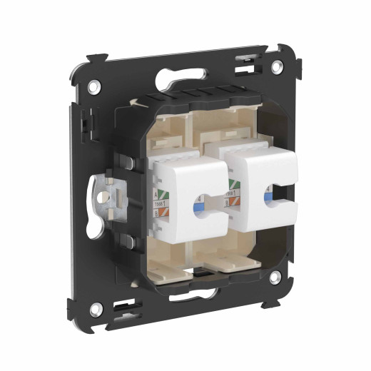 Телефонная розетка RJ-12 без шторки в стену двойная, Avanti, ванильная дымка