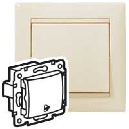 Выключатель кнопочный одноклавишный с символом звонка - Legrand Valena - 10А 250В схема 1P безвинтовые зажимы - слоновая кость