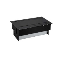 Simon 400 Двухсторонний врезной x12 розеточный блок, планка, 8x2P+E, 4xUSB з/у, 2 пустых модуля, черный,