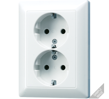 JUNG Белая Розетка штепсельная Schuko двойная 16A 250V, с защитой от детей