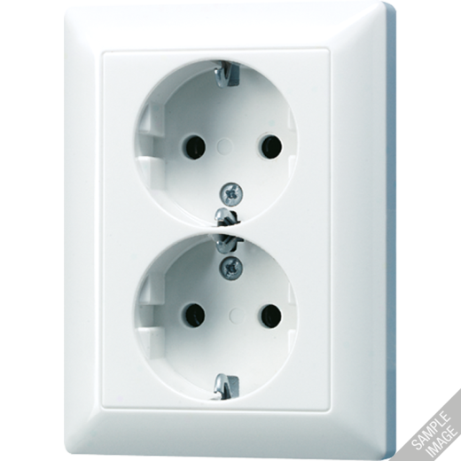 Штепсельная розетка SCHUKO 16A 250V~ с защитой от детей, сдвоенная, белая