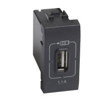 BT LL Антрацит Розетка USB для зарядки мобильных устройств 1,1А 230/5в. 1 модуль..