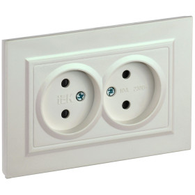 IEK BRITE Жемчуг Розетка 2-я без з/к с з/ш 10А в сборе РСш12-2-БрЖ