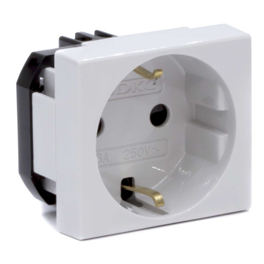 Розетка силовая 2Р+Е, со шторками, Viva, 2 мод., серая