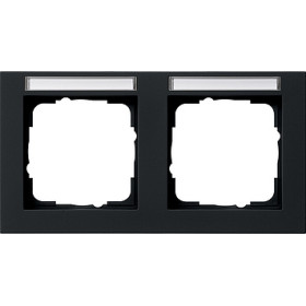 Gira E2 Черный Рамка 2-ая горизонтальная с полем для надписи