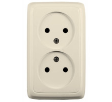 Hegel Альфа наруж Слоновая кость РА16-144-01 Розетка двойная со шторками, с изол. пластиной