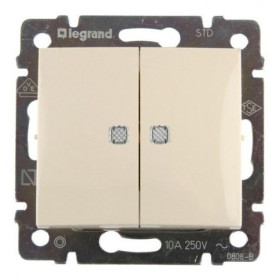 Legrand DIY Valena Крем Выключатель 2-клавишный с подсветкой.