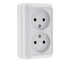 EKF PROxima Рим Розетка 2-местная 10А без заземления белая.