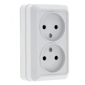 EKF PROxima Рим Розетка 2-местная 10А без заземления белая.