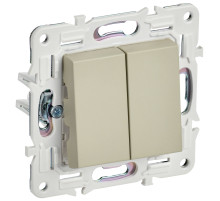 IEK SKANDY Бежевый Выключатель 2-клавишный 10А SK-V04B
