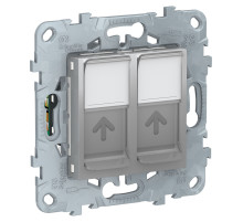 Schneider Electric Unica New Алюминий Розетка компьютерная, RJ45, двойная, кат. 5е UTP