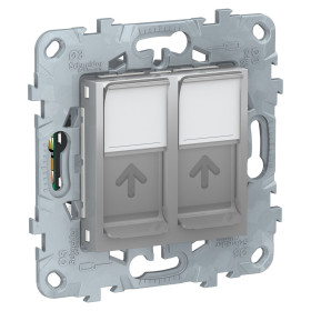 Schneider Electric Unica New Алюминий Розетка компьютерная, RJ45, двойная, кат. 5е UTP