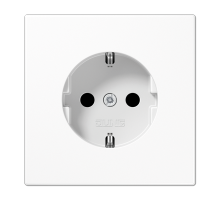 JUNG LS 990 Белая Розетка с/з с защитными шторками безвинт. зажим