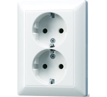 JUNG DIY EcoProfi Белая Розетка 2-ая с/з литая (моноблок)