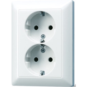 JUNG DIY EcoProfi Белая Розетка 2-ая с/з литая (моноблок)