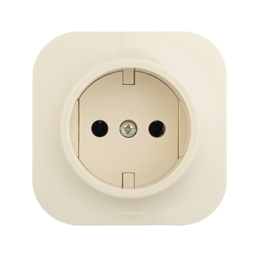 Розетка без заземления - Legrand Quteo - без шторок IP20 16А 250В винтовые зажимы накладной монтаж - слоновая кость