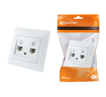 TDM Розетка телефонная RJ11 + компьютерная RJ45 белая 