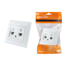 TDM Розетка телефонная RJ11 + компьютерная RJ45 белая 
