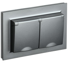 IEK BRITE Алюминий Розетка 2-м с/зс защ штор и крыш 16А в сборе IP44 РСбш12-3-44-БрС