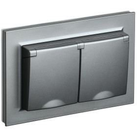 IEK BRITE Алюминий Розетка 2-м с/зс защ штор и крыш 16А в сборе IP44 РСбш12-3-44-БрС