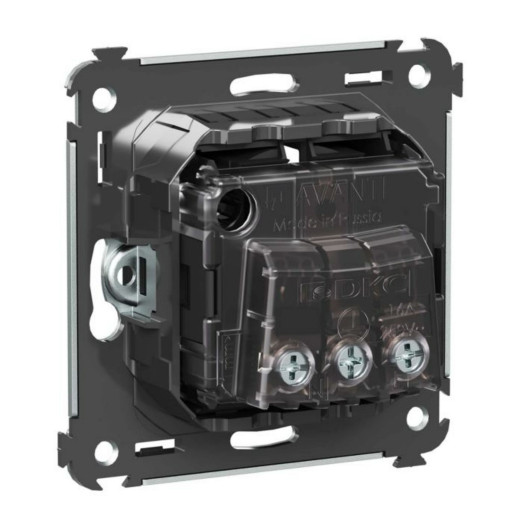 Розетка в стену, 2P+E, с з/ш, Avanti, черный матовый