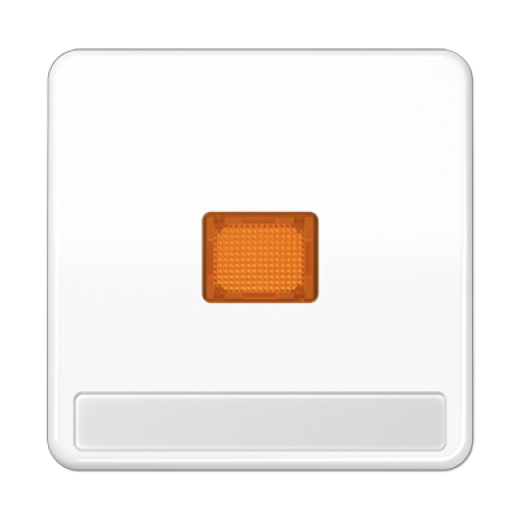 Клавиша с оранжевым окошком для выключателя с подсветкой и полем для надписи, белая