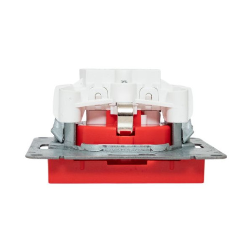 Механизм розетки, 16А, с заземлением, со шторками, красный Эпика EKF