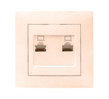 EKF PROxima Валенсия розетка компьютерная RJ-45 2-местная кремовая.