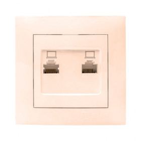 EKF PROxima Валенсия розетка компьютерная RJ-45 2-местная кремовая.