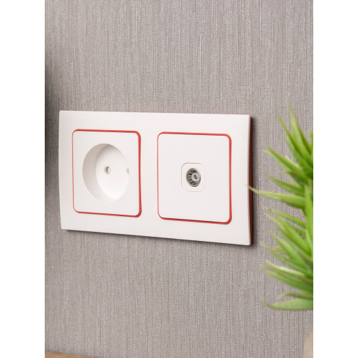 Стокгольм Рамка 2-местная белая с линией цвета красный EKF PROxima