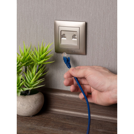 Валенсия лицевая панель розетки RJ-45 2-местная кашемир EKF PROxima