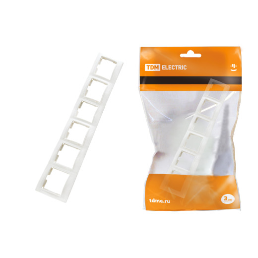 Рамка 6 постовая горизонтальная белая 