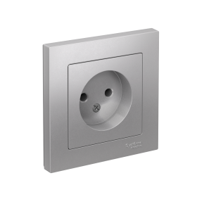 Systeme Electric AtlasDesign Алюминий Розетка б/з, 16А, в сборе