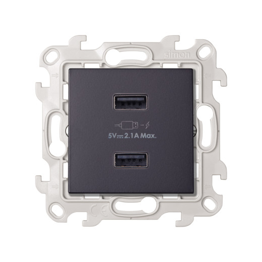 Зарядное устройство 2хUSB 2,1A, графит