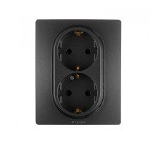 Legrand Etika Антрацит Розетка 2-ая с/з, винт. клеммы, 16А, 250 В.