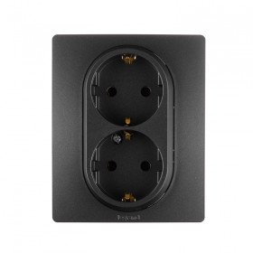Legrand Etika Антрацит Розетка 2-ая с/з, винт. клеммы, 16А, 250 В.