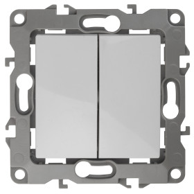 ЭРА 12-1104-01 Выключатель двойной, 10АХ-250В, IP20, Эра12, белый (10/100/2800)