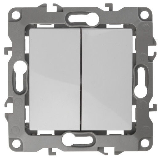 12-1104-01 ЭРА Выключатель двойной, 10АХ-250В, IP20, Эра12, белый (10/100/2800)