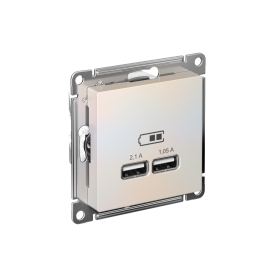 Systeme Electric AtlasDesign Жемчуг USB, 5В, 1 порт x 2,1 А, 2 порта х 1,05 А, механизм