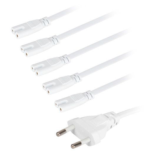 Разветвитель сетевой для линейных светильников ЭРА 5х IEC C7 2pin+timer на 5 точек с таймером 9, 12, 15H 2м